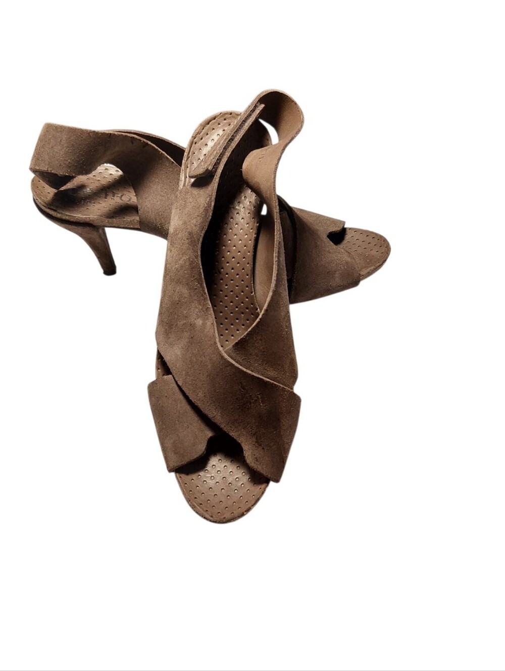 Pedro García Brown Suede Slingback Heels Cutout Sandals